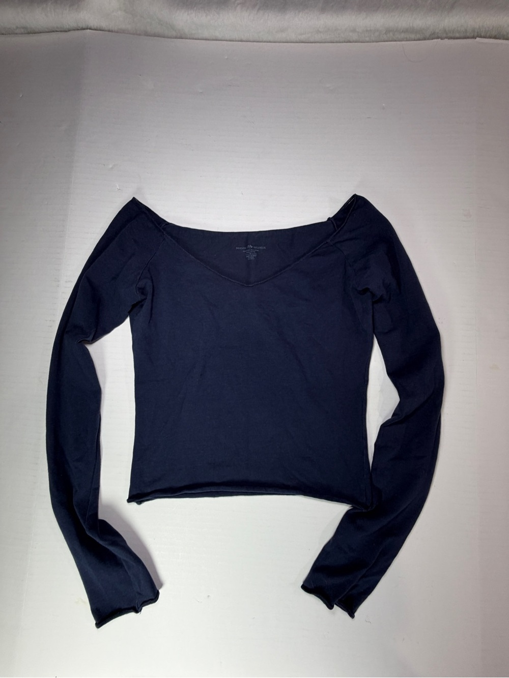 Brandy Melville Navy V-Neck Long Sleeve Top